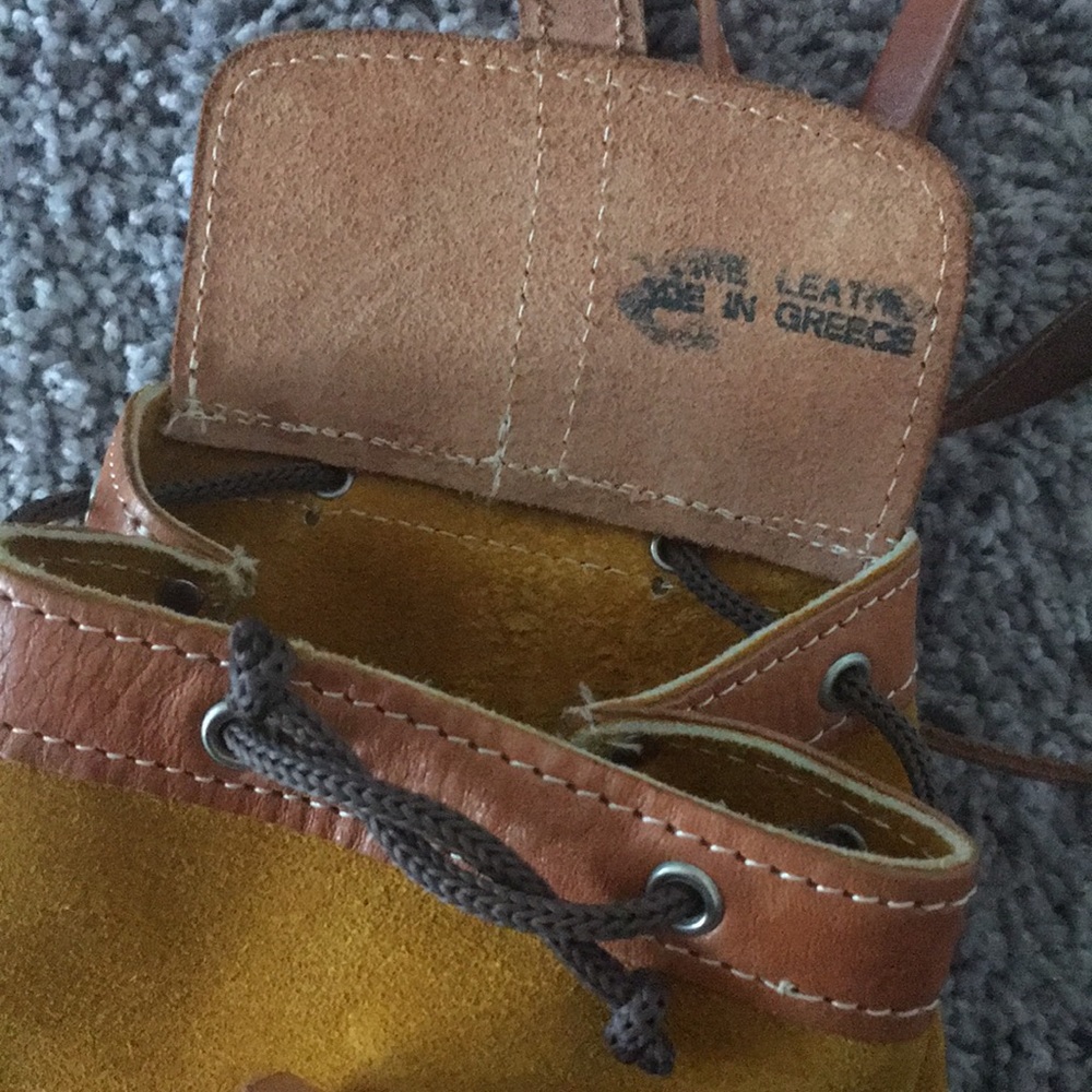 Yellow/Brown Leather Mini Backpack - image 2